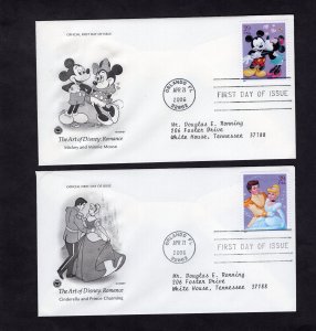4025-4028 Art of Disney: Romance, FDC set/4 PCS addressed