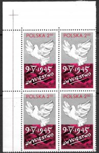 POLAND 1980 Victory Over Fascism WW2 Issue BLOCK of 4 Sc 2388 MNH