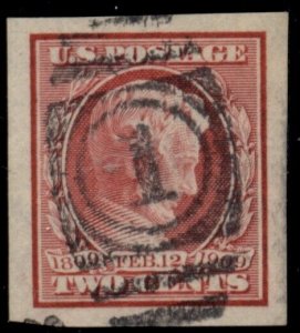 US #368, 2¢ Lincoln, IMPERF single, used, XF