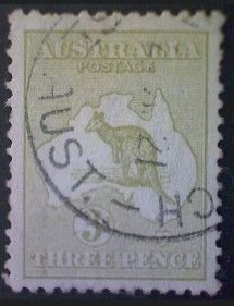 Australia, Scott #47a, used (o), 1915, Kangaroo, 3d,olive bister