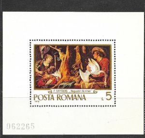 ROMANIA Sc 2204 NH S/S OF 1970 - HUNTING IN ART