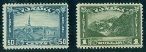 CANADA #176-7, 50¢ & $1.00 hi vals in set, og, LH, VF, Scott $350.00