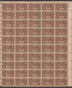US,972,INDIAN CENTENNIAL,MNH VF, FULL SHEET,1940'S COLLECTION,MINT NH ,VF