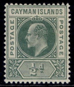 CAYMAN ISLANDS EDVII SG3, ½d green, M MINT.