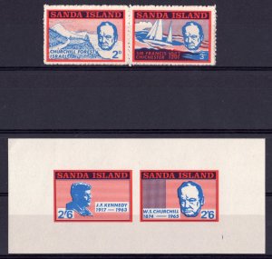 Sanda Island 1968 CHURCHILL - KENNEDY Pair Perforated + S/S Imperforated MNH