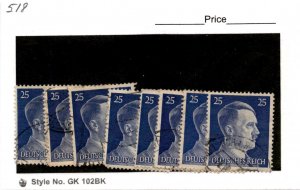 Germany, Postage Stamp, #518 Lot Used, 1941 World War 2, Hitler (AD)