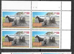 US #3090  32c Rural Free Delivery  Plate Block of 4 CV $3.50