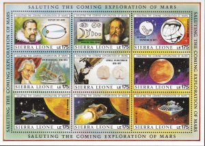 Sierra Leone 1990 Exploration of Mars Four Sheets  Space VF/NH Scott 1167-1170