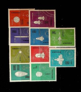 Poland Sc 1178-87 issue of 1963 - Space Russian-American Spacecrafts