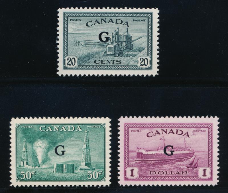 CANADA 023-025 MINT LH F-VF, 20c- $1, G OFFICIALS