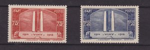 FRANCE  #311-312 Vimy Ridge Memorial  VF mint lightly hinged