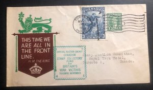 1941 Toronto Canada Patriotic cover Domestic Used We Are All In The Front Line