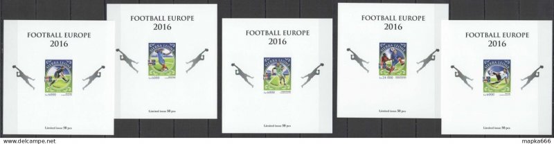 Lx028 Imperf 2016 Sierra Leone Football Euro Ronaldo Cr7 !! Uv Cardboard 5Bl Mnh