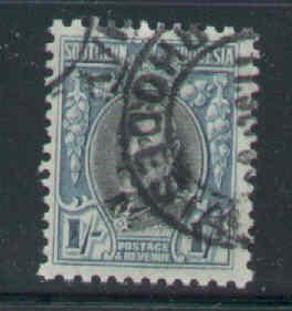 Southern Rhodesia-Sc#26a-used 1sh tourq bl & blk KGV-perf 11.5-1936-