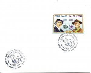 PERU 1996 COVER WITH SPECIAL CANCEL GIRL GUIDES OLAVE BADEN POWEL UNICEF SCOUTS