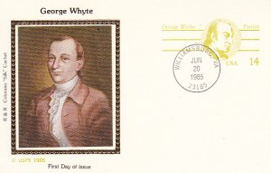 USA 1985 Card Sc UX108 14c George Whyte R & R Colorano Silk Cachet