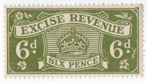 (I.B) Excise Revenue : 6d Grey-Green (1934)