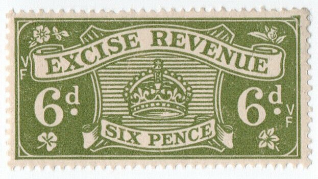 (I.B) Excise Revenue : 6d Grey-Green (1934)