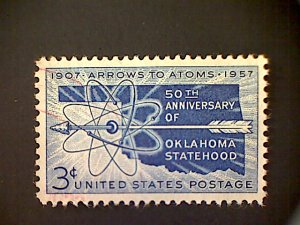 United States, Scott #1092, used(o), 1957, Oklahoma Statehood, 3¢, dark blue