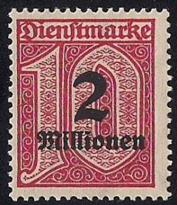 Germany #O38 2Mil M on 10PF Official Stamp Mint OG NH F-VF