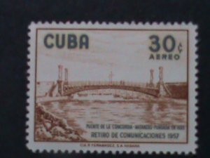 ​CUBA-1957 -SCOTT NOTLISTED- HIGH VALUE-RARE-30 CENTS- MINT VERY FINE-