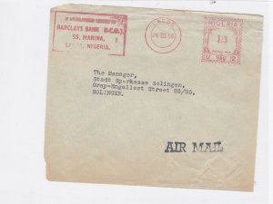 lagos 1958 nigeria stamp cover front  ref 10084