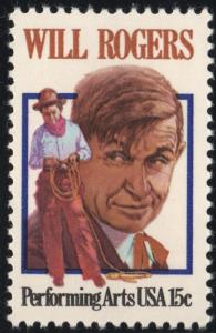 SC#1801 15¢ Will Rogers Single (1979) MNH