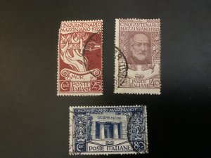 ITALY stamps Scott #140-42 USED Hinged FINE  cat.  $122.00 #140 CORNER CLIP