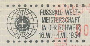 Postmark cut Switzerland 1954 World Cup Football - Switzerland 1954