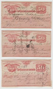 COLOMBIA 1886-87 INSURED LETTER Sc G8a BETTER GROUP OF 7 CUBIERTAS DARK CARMINE+ 