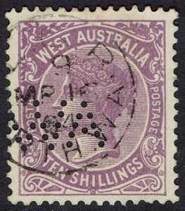 WESTERN AUSTRALIA 1902 QV 10/- OFFICIAL PERF WA USED