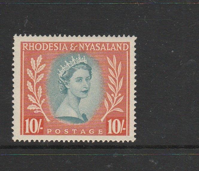 Rhodesia & Nyasaland 1954/6 10/- LMM SG 14