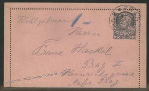 Austria 1909  RK12a PRAGUE Rohrpost Pneumatic Mail Postal Card Cover 108594
