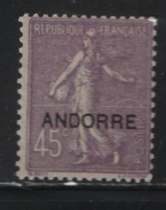 ANDORRA, FRENCH, 11  MINT HINGED