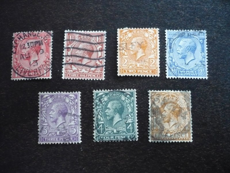 Stamps - Great Britain - Scott# 160-166 - Used Part Set of 7 Stamps