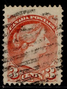 CANADA QV SG79, 3c indian red, USED. Cat £65.
