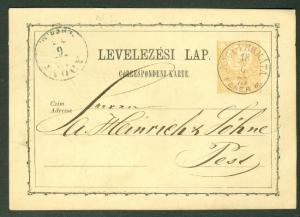 HUNGARY TOWN CANCEL on 1871 2kr POSTAL CARD - NAGY PERKATA