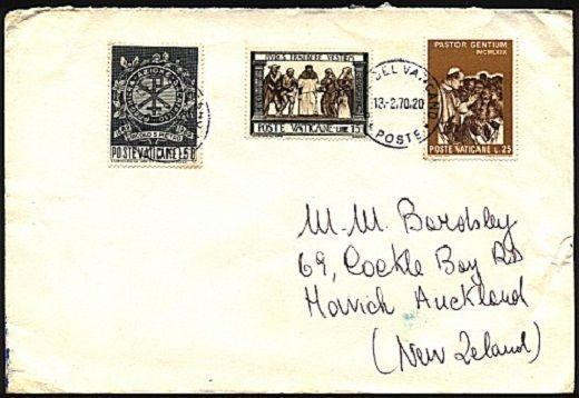 VATICAN 1970 cover to New Zealand - nice franking..........................99361