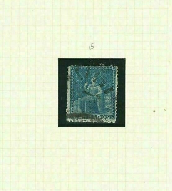 BARBADOS SG 15 1d DEEP BLUE 1860   USED CAT £200