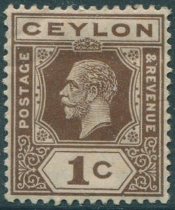 Ceylon 1921 SG338 1c brown KGV tablet A #3 MLH (amd)