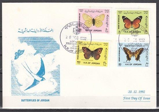 Jordan, Scott cat. 1431-1434. Butterflies issue on a First day cover.