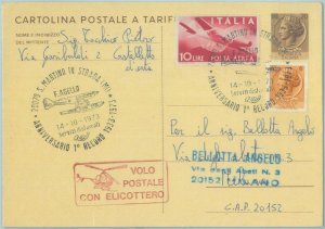82897 - ITALY - Postal History -  HELICOPTER  FLIGHT stationery card 1973