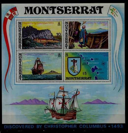 Montserrat 295a MNH s/s Ships/Columbus SCV25