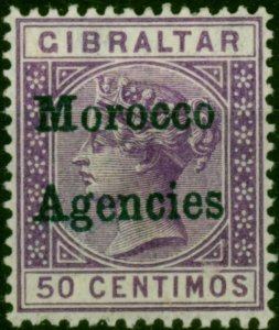 Morocco Agencies 1898 50c Bright Lilac SG6f Blue-Black Opt Good MM