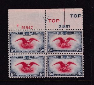 1938 Airmail 6c Sc C23 bi-color eagle and shield MNH plate block Type 1 (32