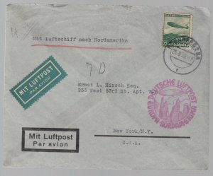 1936 Nuremburg Germany Hindenburg Zeppelin LZ 129 cover to USA