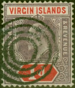 Virgin Islands 1904 1d Dull Purple & Scarlet SG55 'Cancelled in D.W.I 4 Ring ...