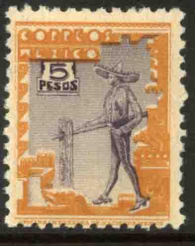 MEXICO 800A $5Pesos 1934 Definitive Wmk S.H.C.P. (272) MH