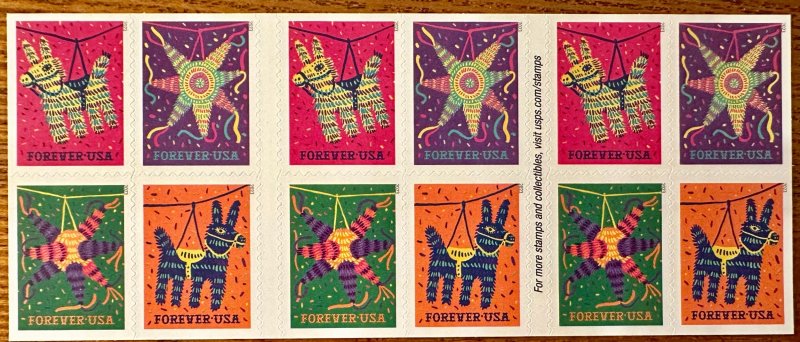 US # 5815b Pinatas complete booklet pane of 20 forever 2023 Mint NH