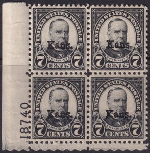 #665 Mint NH, VF, Plate number block of 4 (CV $700) (CV $50 - ID42550) - Jose...